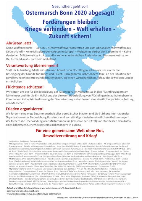 Ostermarsch-Absage-Plakat